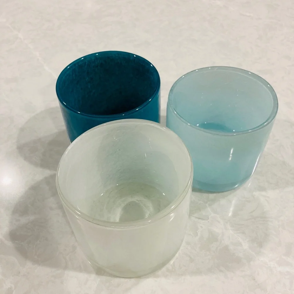 west elm glass tealight holders - 3 total
